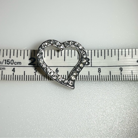Silvertone Rhinestone Heart Pendant - Picture 10 of 15